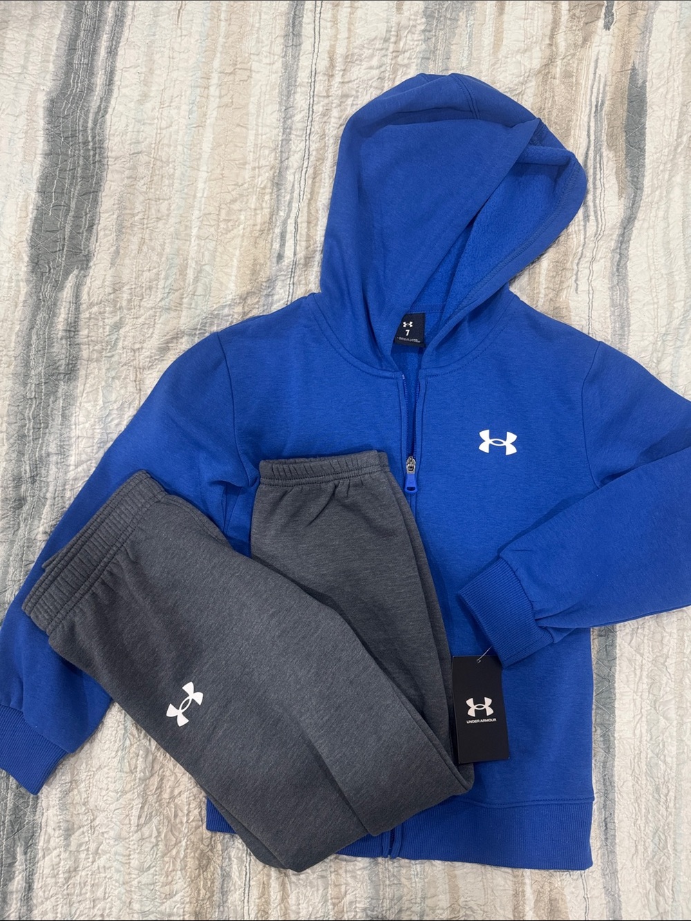 Under Armour Boys Royal Blue Hoodie with Charcoal Gray Joggers